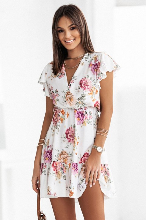 Sukienka Model Butterfly 352 Flowers White - IVON Sukienka Model Butterfly 352 Flowers White - IVON