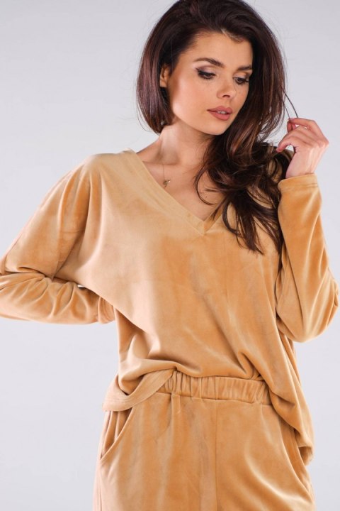 Bluzka Damska Model A417 Beige - awama Bluzka Damska Model A417 Beige - awama