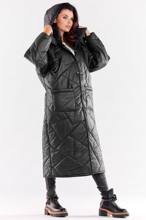 Płaszcz Damski Model A541 Black - awama Płaszcz Damski Model A541 Black - awama
