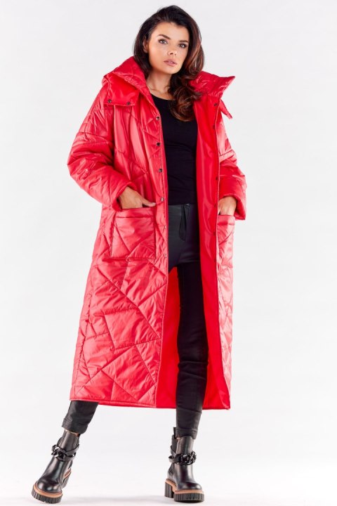 Płaszcz Damski Model A541 Red - awama Płaszcz Damski Model A541 Red - awama