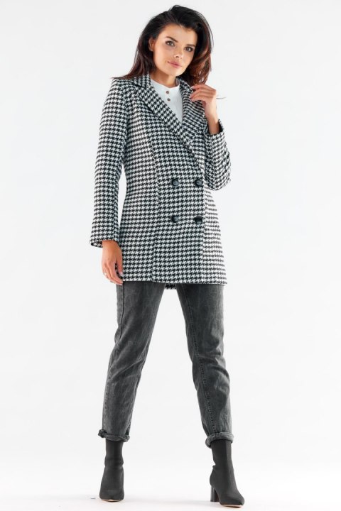 Płaszcz Damski Model A546 Houndstooth - awama Płaszcz Damski Model A546 Houndstooth - awama