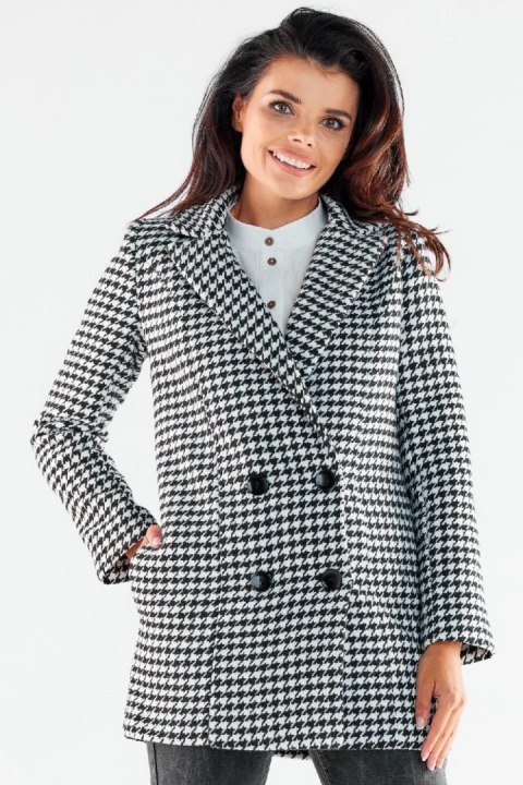 Płaszcz Damski Model A546 Houndstooth - awama Płaszcz Damski Model A546 Houndstooth - awama