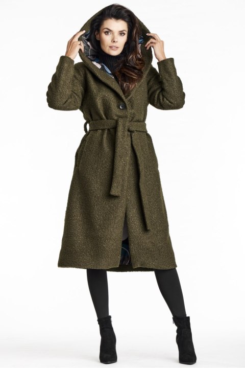 Płaszcz Damski Model A680 Khaki - awama Płaszcz Damski Model A680 Khaki - awama