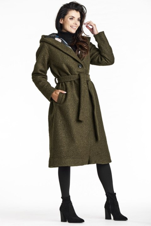 Płaszcz Damski Model A680 Khaki - awama Płaszcz Damski Model A680 Khaki - awama