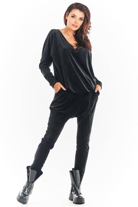Spodnie Damskie Model A377 Black Welur - awama Spodnie Damskie Model A377 Black Welur - awama