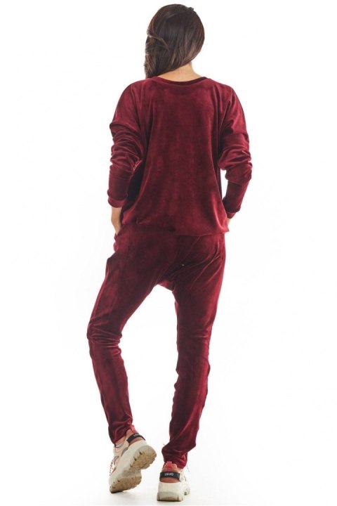 Spodnie Damskie Model A377 Bordo Welur - awama Spodnie Damskie Model A377 Bordo Welur - awama