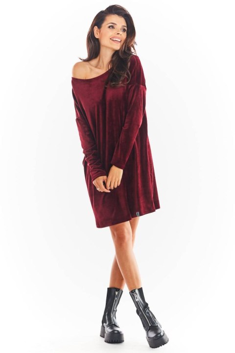 Sukienka Model A370 Bordo Welur - awama Sukienka Model A370 Bordo Welur - awama