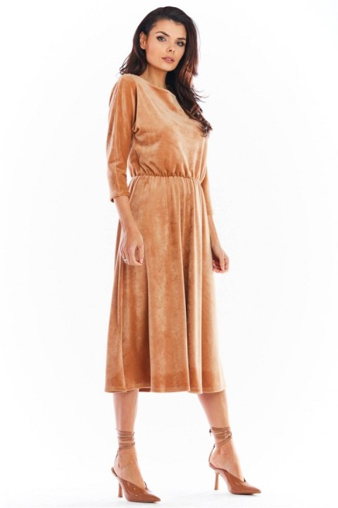 Sukienka Model A407 Welur Beige - awama Sukienka Model A407 Welur Beige - awama