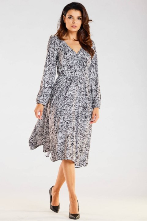 Sukienka Model A466 Black/White Pattern - awama Sukienka Model A466 Black/White Pattern - awama