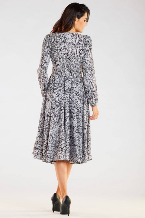 Sukienka Model A466 Black/White Pattern - awama Sukienka Model A466 Black/White Pattern - awama