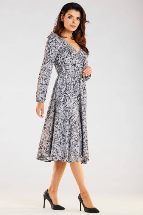 Sukienka Model A466 Black/White Pattern - awama Sukienka Model A466 Black/White Pattern - awama