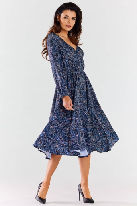Sukienka Model A466 Navy Pattern - awama Sukienka Model A466 Navy Pattern - awama
