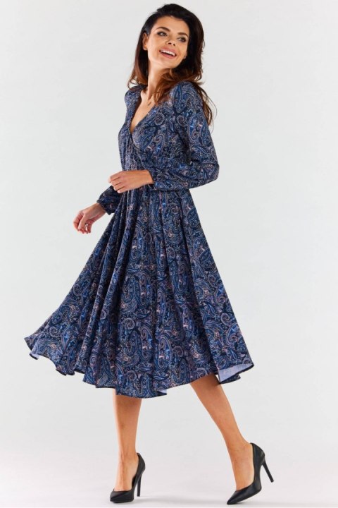 Sukienka Model A466 Navy Pattern - awama Sukienka Model A466 Navy Pattern - awama