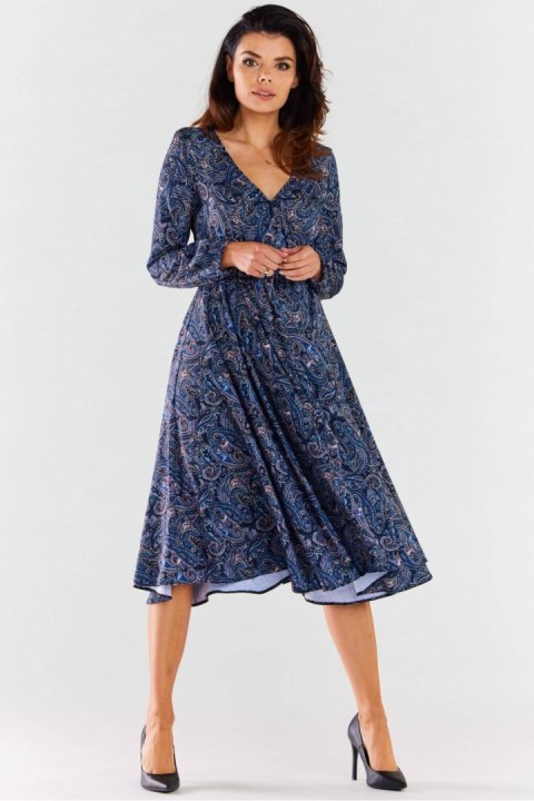 Sukienka Model A466 Navy Pattern - awama Sukienka Model A466 Navy Pattern - awama