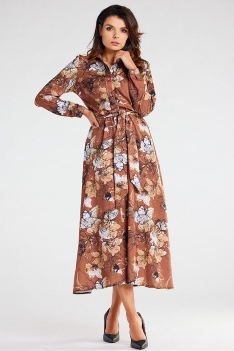 Sukienka Model A467 Brown Pattern - awama Sukienka Model A467 Brown Pattern - awama