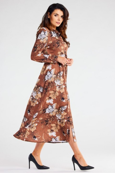 Sukienka Model A467 Brown Pattern - awama Sukienka Model A467 Brown Pattern - awama