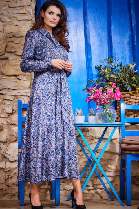 Sukienka Model A467 Navy Pattern - awama Sukienka Model A467 Navy Pattern - awama