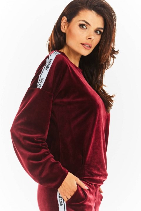 Bluza Damska Model A374 Bordo Welur - awama Bluza Damska Model A374 Bordo Welur - awama