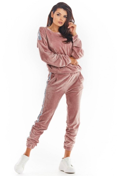 Bluza Damska Model A374 Pink Welur - awama Bluza Damska Model A374 Pink Welur - awama