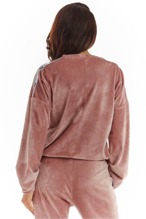 Bluza Damska Model A374 Pink Welur - awama Bluza Damska Model A374 Pink Welur - awama