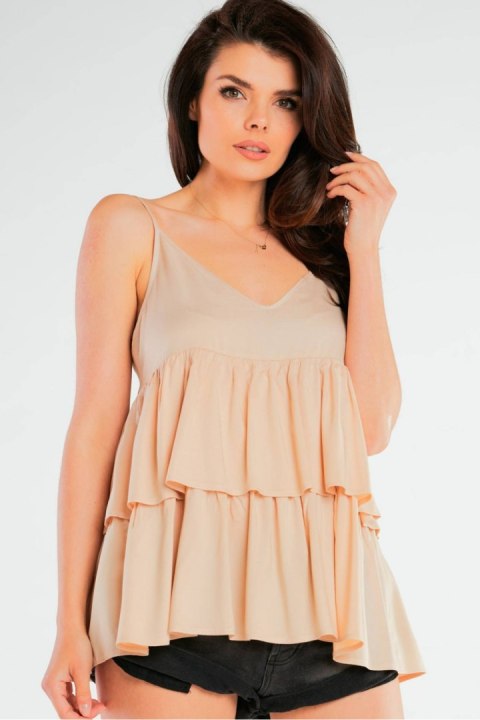 Bluzka Model A432 Beige - awama Bluzka Model A432 Beige - awama