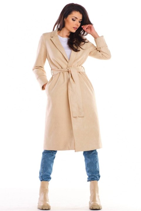 Płaszcz Damski Model A464 Beige - awama Płaszcz Damski Model A464 Beige - awama
