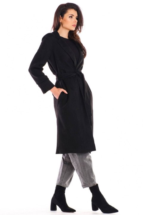 Płaszcz Damski Model A464 Black - awama Płaszcz Damski Model A464 Black - awama