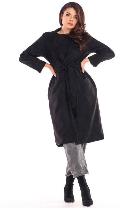 Płaszcz Damski Model A464 Black - awama Płaszcz Damski Model A464 Black - awama