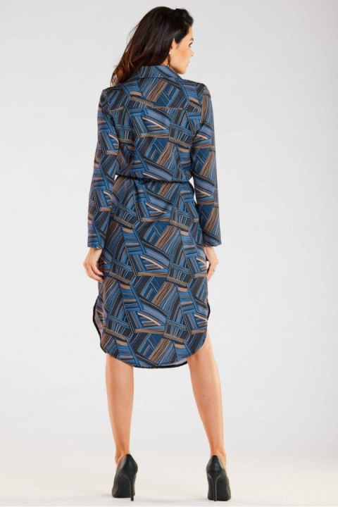 Sukienka Model A465 Navy/Brown Pattern - awama Sukienka Model A465 Navy/Brown Pattern - awama