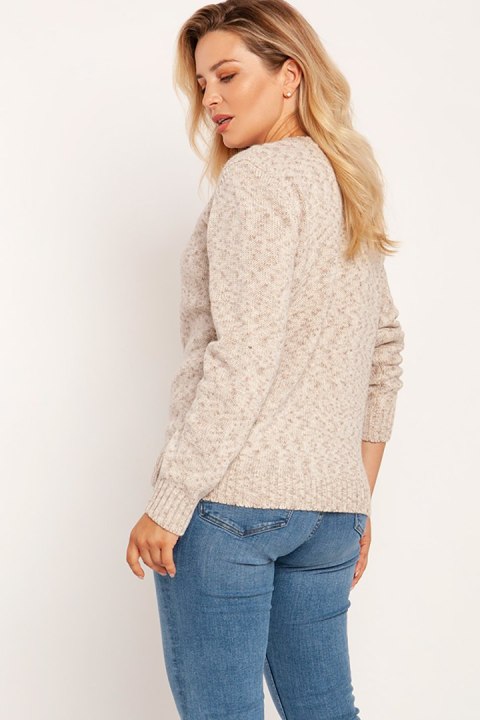 Sweter Damski Model SWE244 Beige Melange - MKM Sweter Damski Model SWE244 Beige Melange - MKM