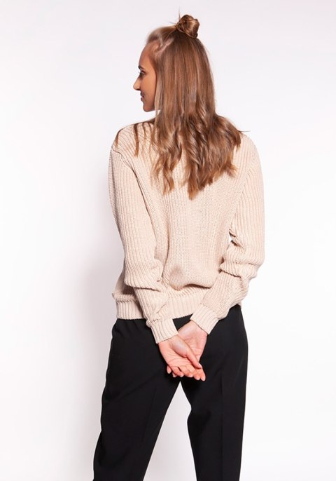 Sweter Damski Model SWE264 Beige - MKM Sweter Damski Model SWE264 Beige - MKM