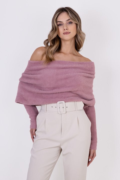 Sweter Damski Model SWE277 Powder Pink - MKM Sweter Damski Model SWE277 Powder Pink - MKM