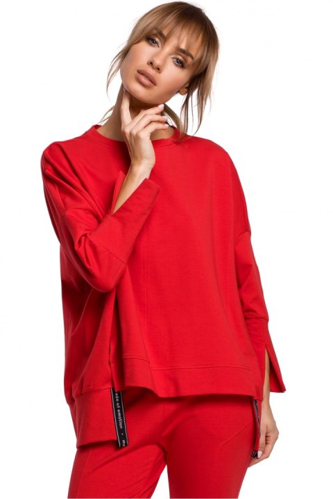 Bluza Damska Model MOE491 Red - Moe Bluza Damska Model MOE491 Red - Moe