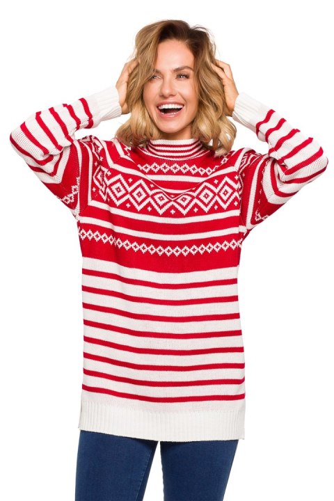 Sweter Damski Model MXS08 Red - Moe Sweter Damski Model MXS08 Red - Moe