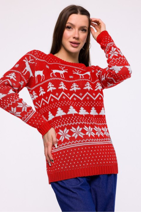 Sweter Damski Model MXS09 Red - Moe Sweter Damski Model MXS09 Red - Moe