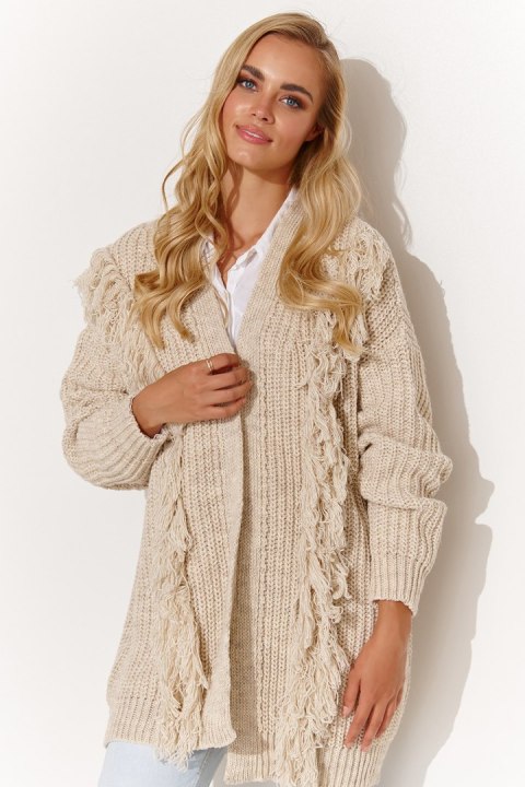 Sweter Kardigan Model S142 Beige Melange - Makadamia Sweter Kardigan Model S142 Beige Melange - Makadamia