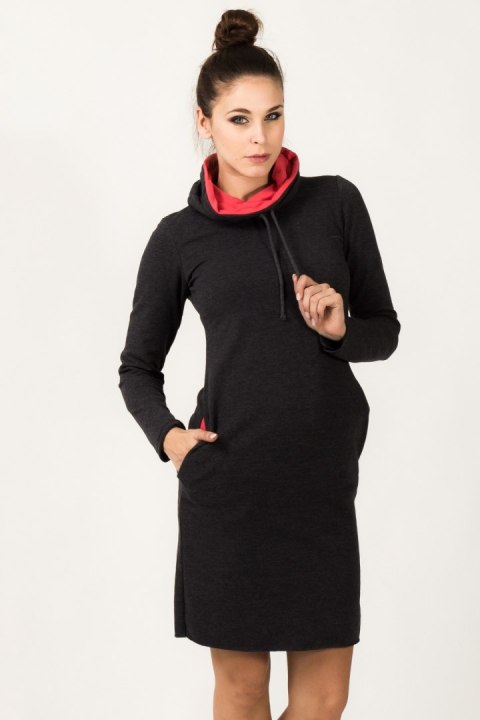 Sukienka model Kaja Dark Gray/Coral - Tessita Sukienka model Kaja Dark Gray/Coral - Tessita