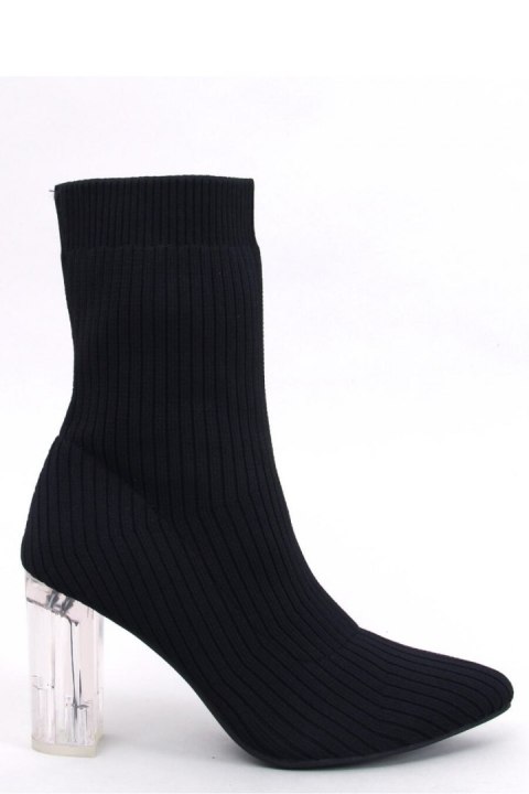 Botki skarpetkowe na przezroczystym obcasie DESTANI BLACK - Inello Botki skarpetkowe na przezroczystym obcasie DESTANI BLACK - Inello