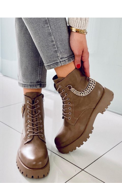 KB9393 Botki glany z łańcuszkami TOKIO KHAKI - Inello KB9393 Botki glany z łańcuszkami TOKIO KHAKI - Inello