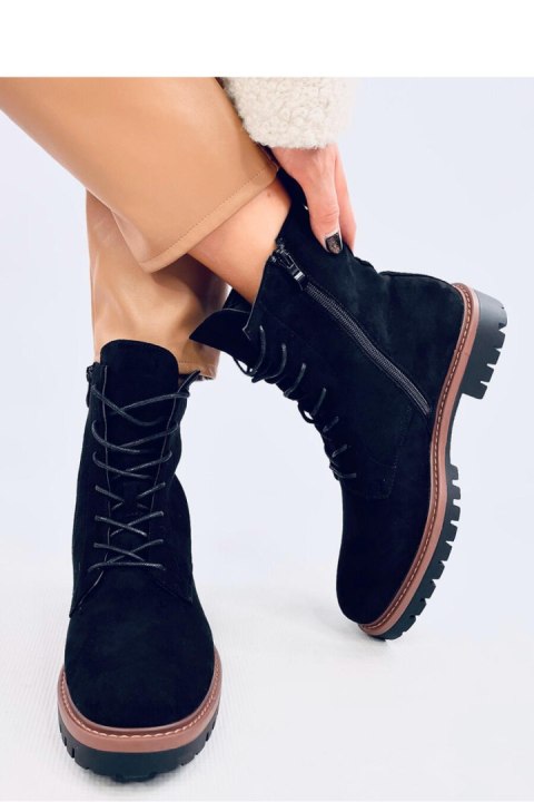 Botki sznurowane zamszowe SIMMER BLACK - Inello Botki sznurowane zamszowe SIMMER BLACK - Inello