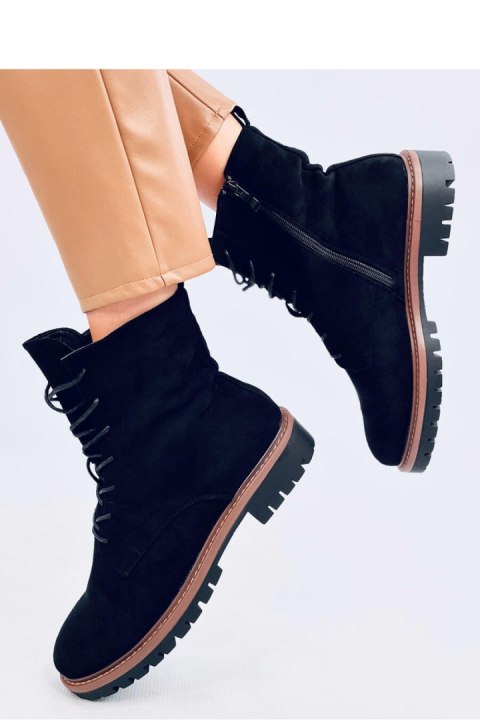 Botki sznurowane zamszowe SIMMER BLACK - Inello Botki sznurowane zamszowe SIMMER BLACK - Inello