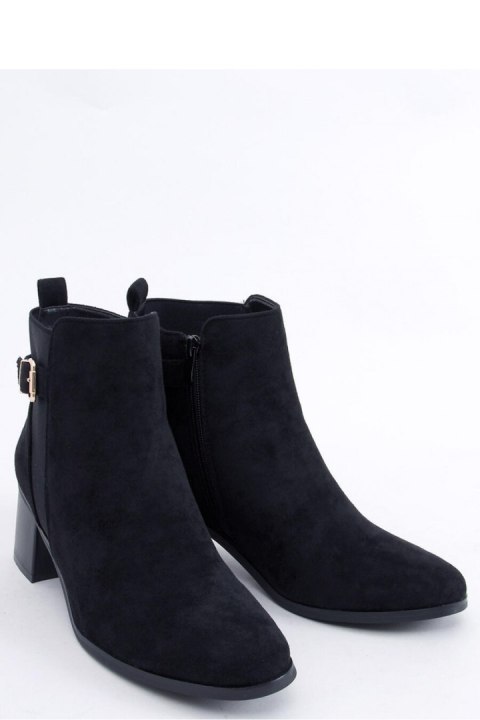 Botki na obcasie CYNDI BLACK SUEDE - Inello Botki na obcasie CYNDI BLACK SUEDE - Inello