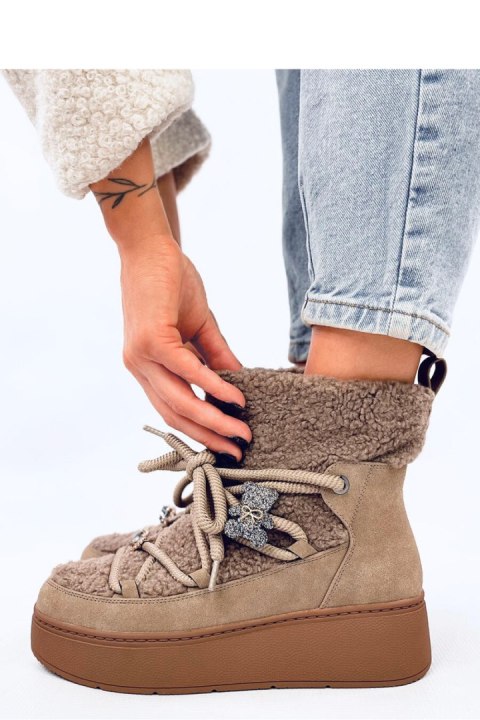 Botki śniegowce z barankiem REMATI KHAKI - Inello Botki śniegowce z barankiem REMATI KHAKI - Inello