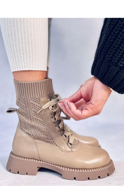 Botki ze sweterkową cholewką TIERR KHAKI - Inello Botki ze sweterkową cholewką TIERR KHAKI - Inello