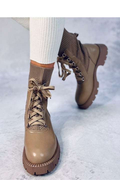 Botki ze sweterkową cholewką TIERR KHAKI - Inello Botki ze sweterkową cholewką TIERR KHAKI - Inello