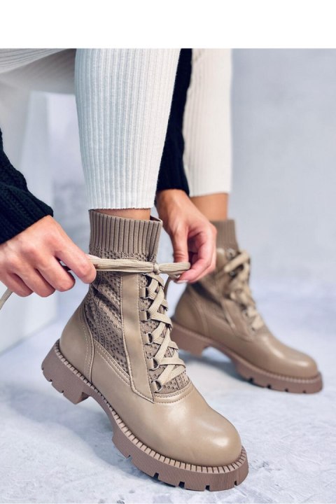 Botki ze sweterkową cholewką TIERR KHAKI - Inello Botki ze sweterkową cholewką TIERR KHAKI - Inello