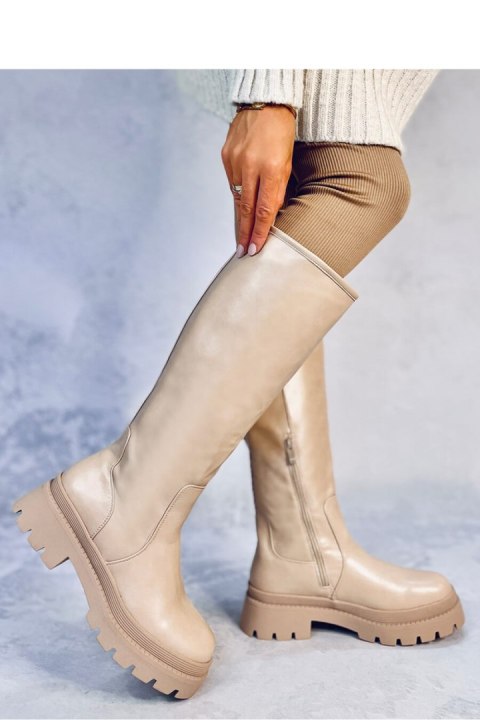 Oficerki na grubej podeszwie DILLARD BEIGE - Inello Oficerki na grubej podeszwie DILLARD BEIGE - Inello