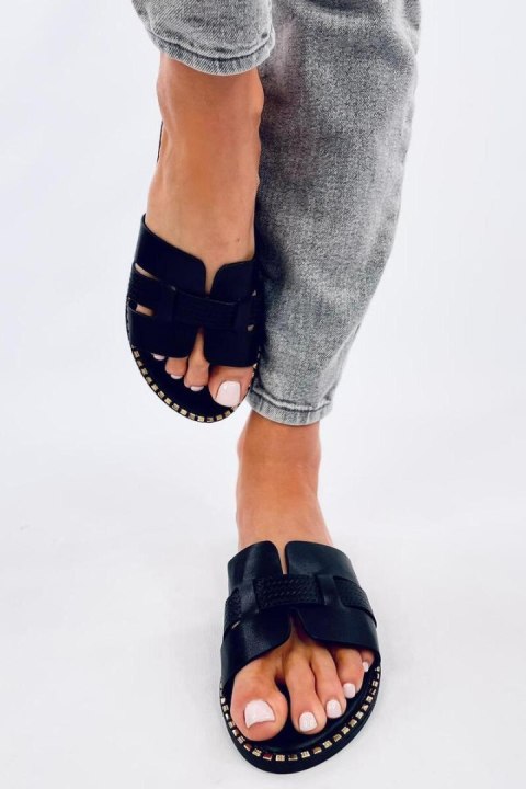 Sandał Klapki damskie eleganckie DALMASI BLACK - Inello Sandał Klapki damskie eleganckie DALMASI BLACK - Inello