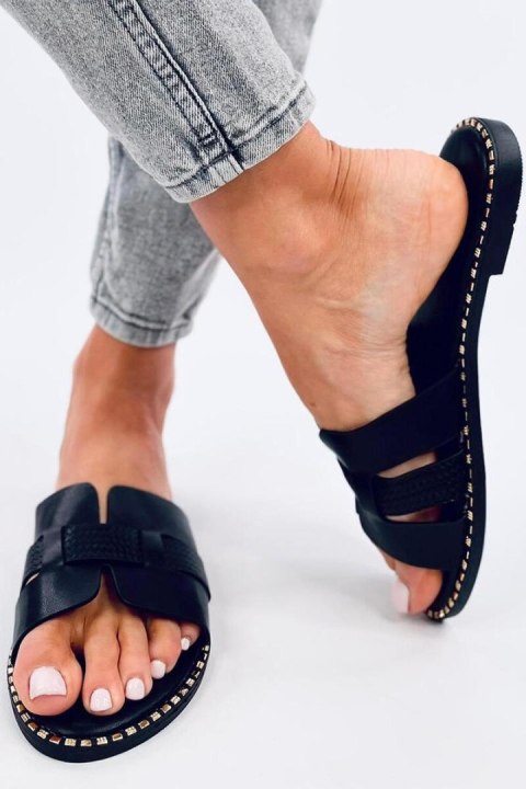 Sandał Klapki damskie eleganckie DALMASI BLACK - Inello Sandał Klapki damskie eleganckie DALMASI BLACK - Inello