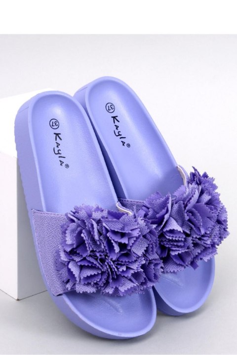 Sandał Klapki damskie z kwiatami TRAILLE PURPLE - Inello Sandał Klapki damskie z kwiatami TRAILLE PURPLE - Inello